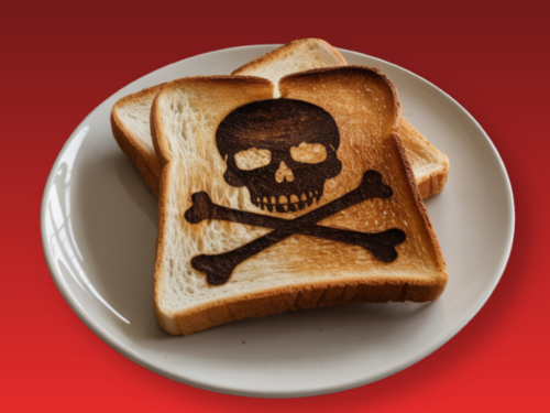 an image of toast on plate burn mark of toast burns