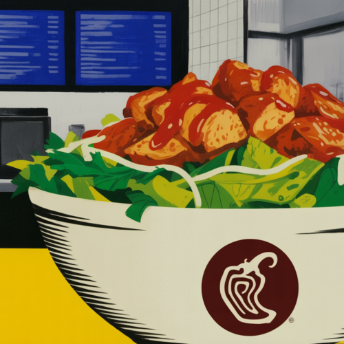 Chipotle honey chicken burrito bowl served fresh at a restaurant counter
