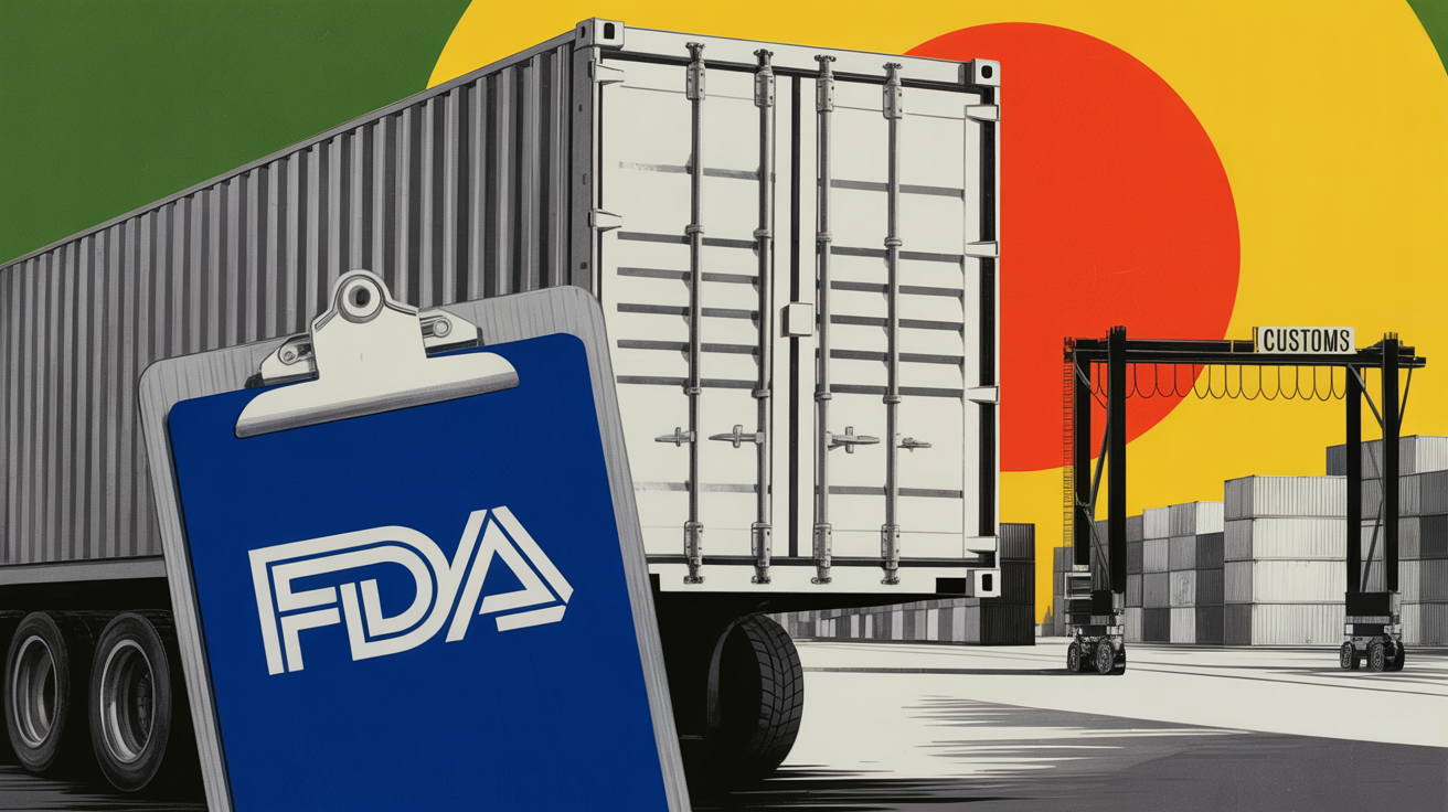 FDA inspector reviewing imported food shipment documentation at a border facility