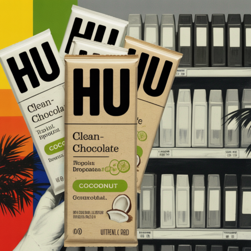 Hu individually wrapped clean-label chocolate bars displayed on a Target retail shelf