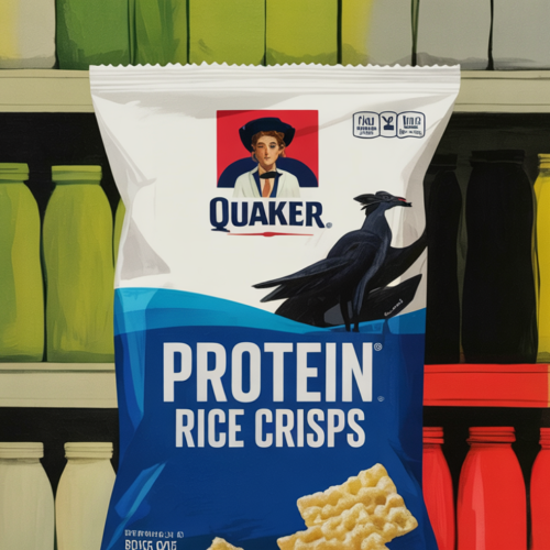 Quaker Protein Rice Crisps package on a retail snack aisle shelf