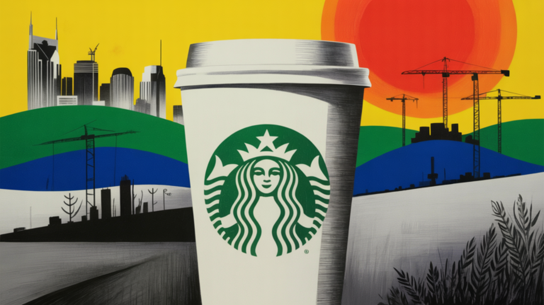 Starbucks regional headquarters construction site in Nashville Tennessee with city skyline