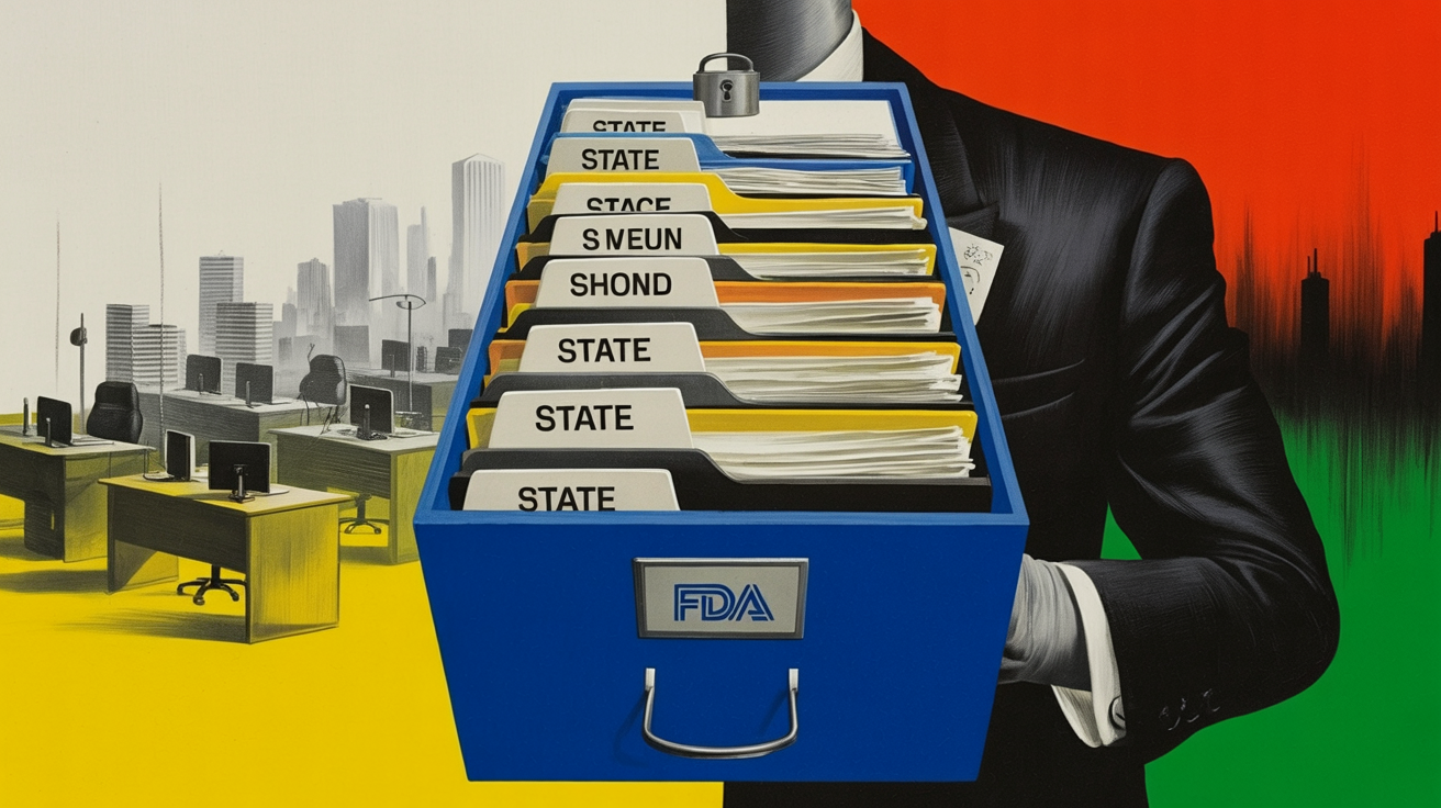 State and federal food safety officials reviewing shared inspection data at a conference table.