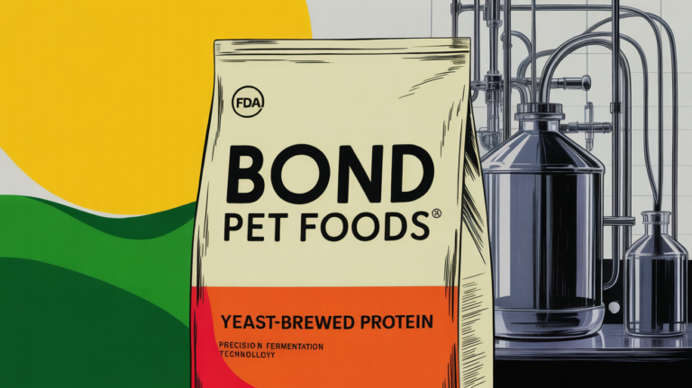 Yeast fermentation tanks producing animal-free lamb protein for dog food