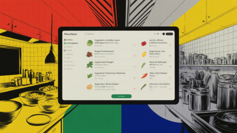 Digital menu interface highlighting allergen icons at the ingredient level for compliance