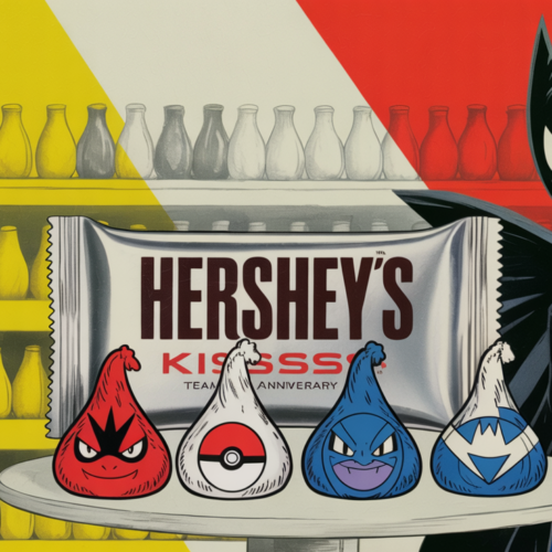 Limited-edition Hershey Pokémon Kisses with Team Rocket villain foil wrappers on display