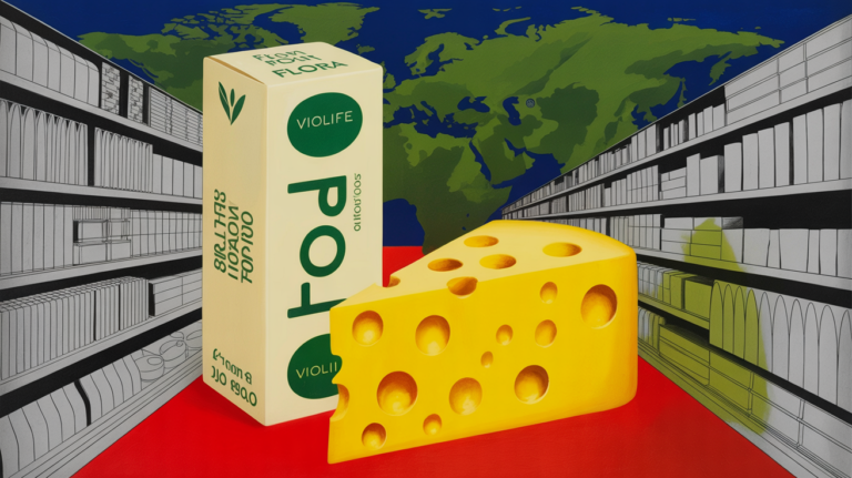 Flora Food Group plant-based spreads and Violife products on retail shelf display