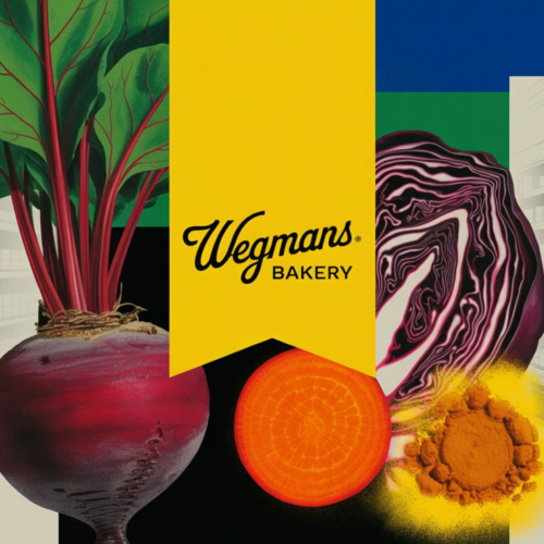 Wegmans in-store bakery display featuring clean-label decorated cakes and pastries