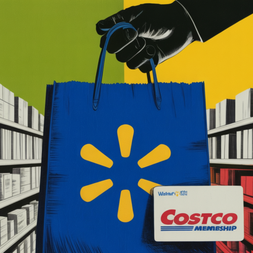 Walmart and Costco storefronts representing dominant retail value positioning in 2026