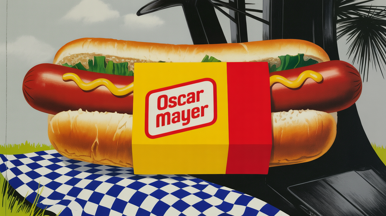 Oscar Mayer Wienermobile on a race track during a live broadcast event