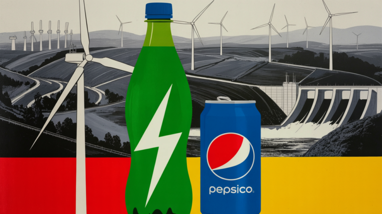 PepsiCo European facility with wind turbines symbolizing renewable energy commitment
