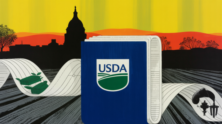 Capitol building with digital agriculture and AI data overlay representing USDA funding