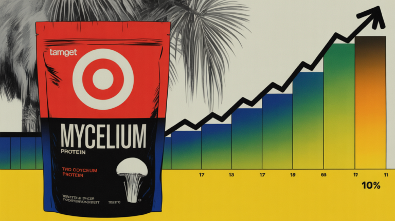 Tempty Foods mycelium product with crowdfunding milestone graphic on Republic Europe platform