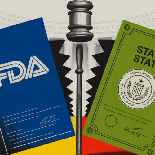 Capitol building with FDA logo representing federal food safety regulatory authority debate