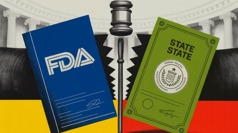 Capitol building with FDA logo representing federal food safety regulatory authority debate