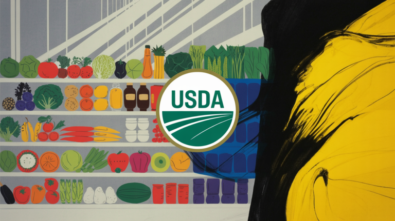 Grocery store produce aisle stocked with fresh fruits and vegetables for SNAP compliance