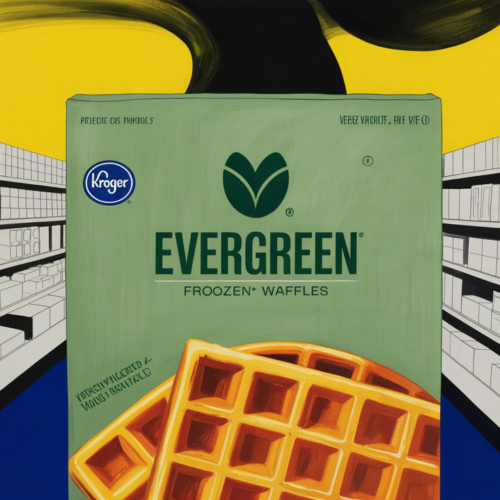 Colorful veggie-packed frozen waffles stacked on a plate for kids