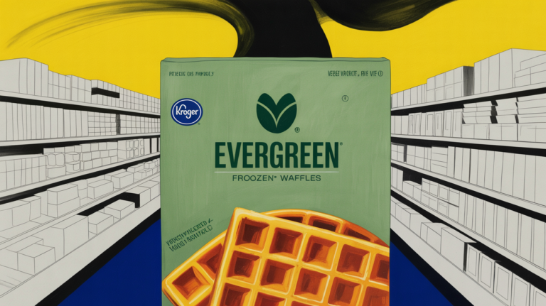 Colorful veggie-packed frozen waffles stacked on a plate for kids