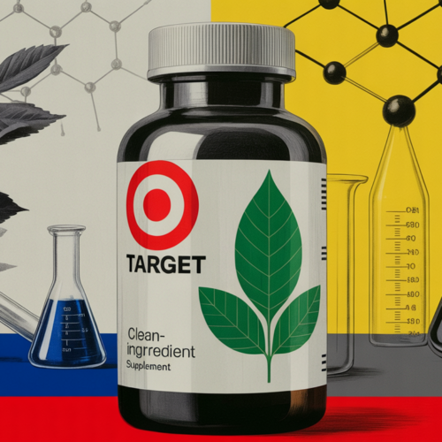 Chemist examining molecular structures inspired by natural plant compounds in a lab setting