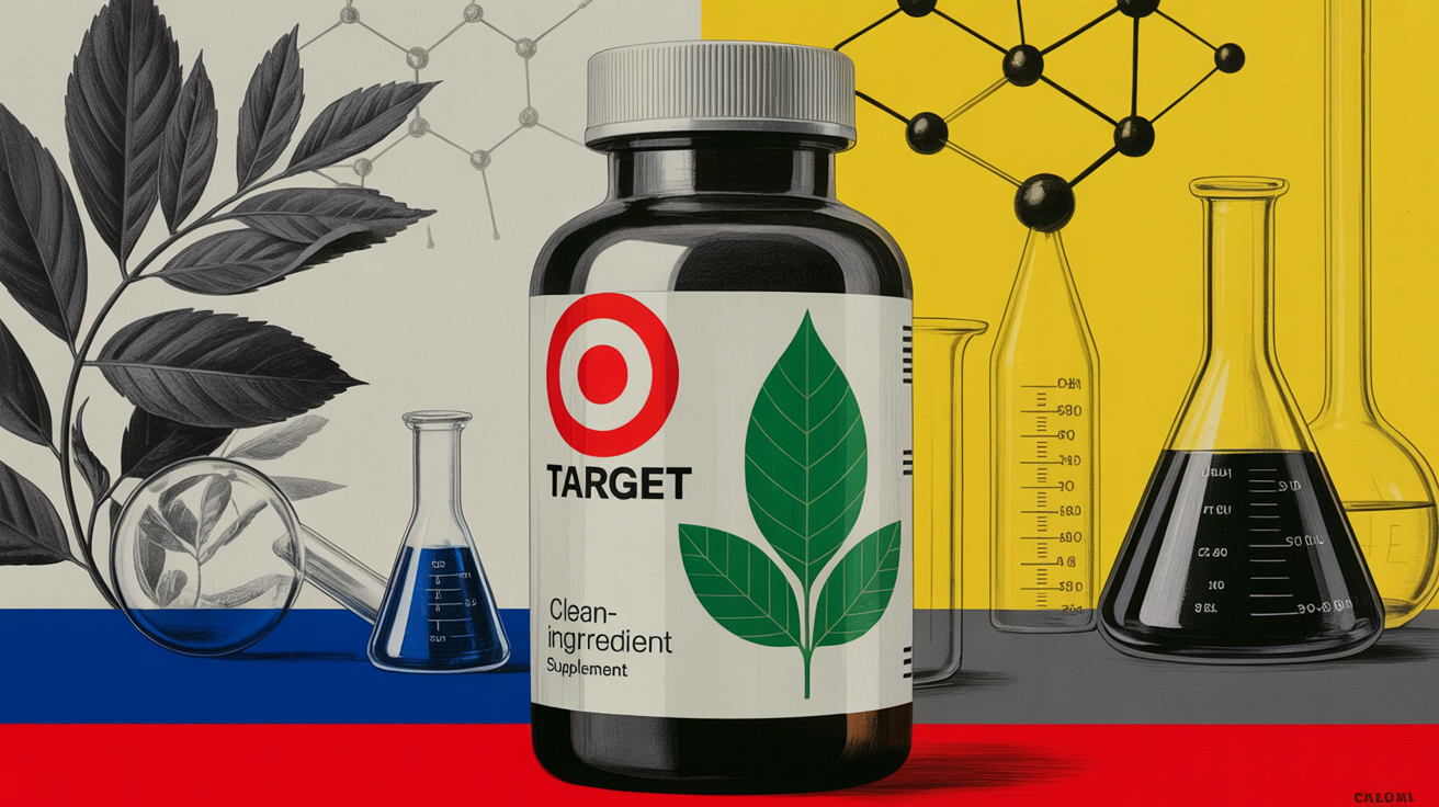 Chemist examining molecular structures inspired by natural plant compounds in a lab setting