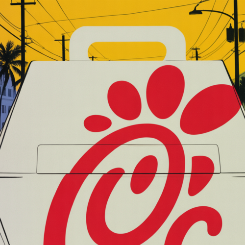 A Chick-fil-A delivery bag staged inside a ghost kitchen facility in Miami.