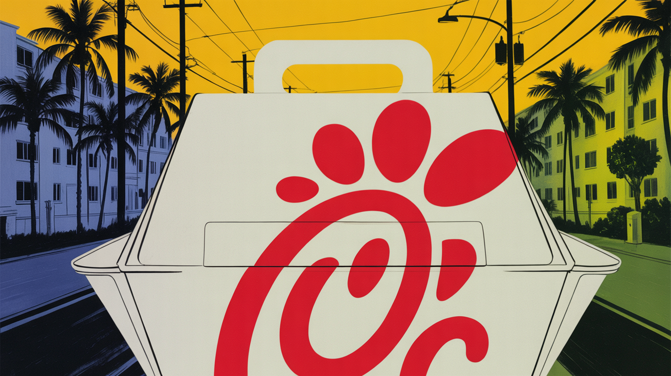 A Chick-fil-A delivery bag staged inside a ghost kitchen facility in Miami.