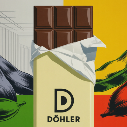 Fava beans beside cocoa-free chocolate bars on a wooden surface