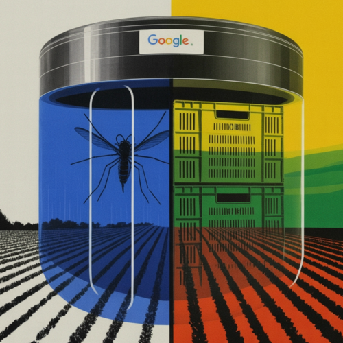 Sterile male mosquitoes in a release container for a Google Verily biocontrol program