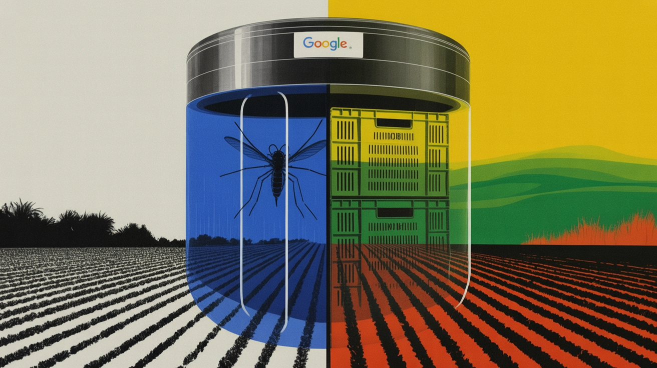 Sterile male mosquitoes in a release container for a Google Verily biocontrol program