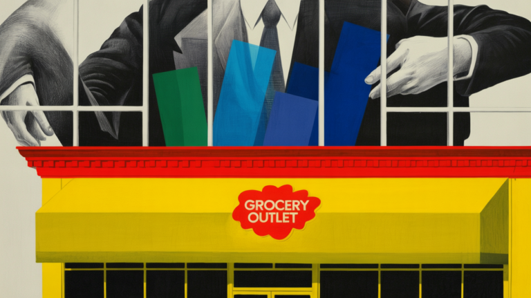Grocery Outlet storefront exterior signage reflecting executive leadership transition news