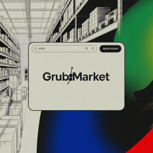 GrubMarket AI sales agent interface shown on a food distributor's dashboard screen.