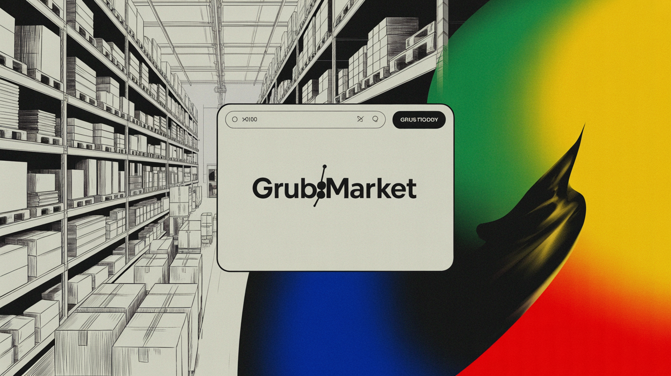 GrubMarket AI sales agent interface shown on a food distributor's dashboard screen.