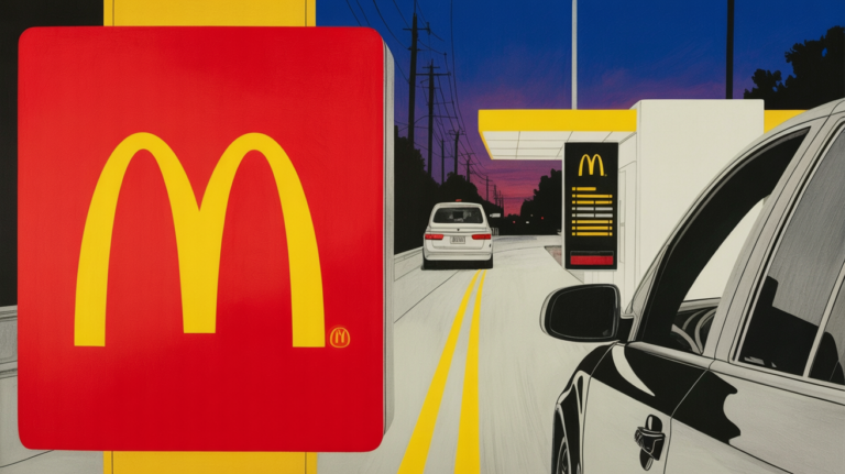 McDonald's drive-thru lane with digital AI ordering interface screen visible