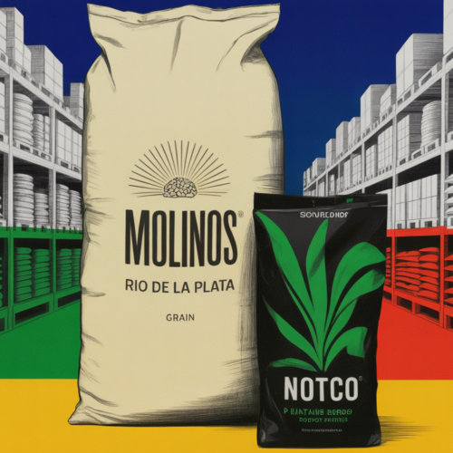 Plant-based food products on a retail shelf in Latin America representing NotCo acquisition