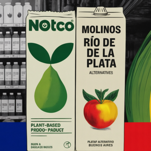 NotCo and Molinos Rio de la Plata logos alongside plant-based food products in Argentina.