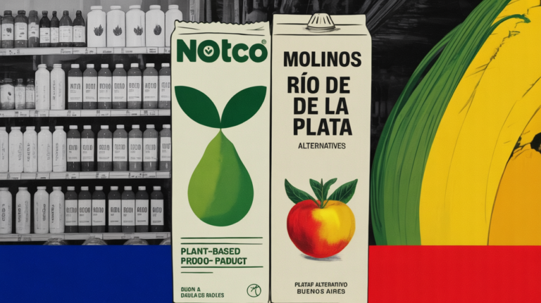 NotCo and Molinos Rio de la Plata logos alongside plant-based food products in Argentina.