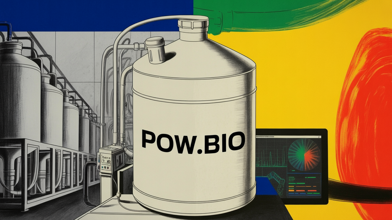 Pow.Bio fermentation facility with AI-driven continuous bioprocessing equipment running