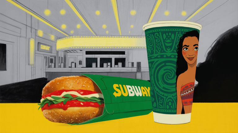 Subway Moana Movie Meal Deal collectible cup and family meal promotion display
