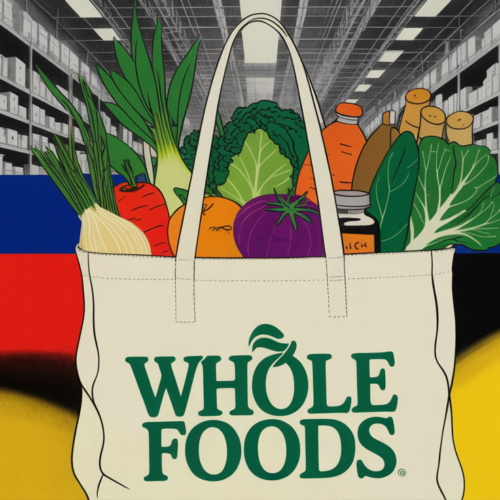 UNFI distribution warehouse with natural and organic grocery products on shelves