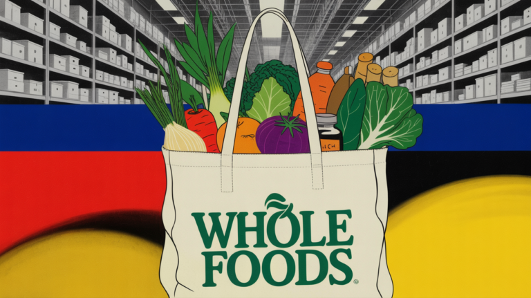 UNFI distribution warehouse with natural and organic grocery products on shelves