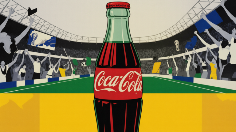 Coca-Cola branded cups and bottles displayed at a major sporting event venue