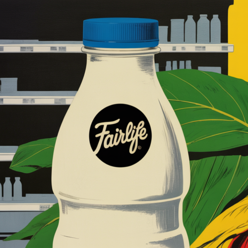 Fairlife dairy production facility with digital security threat overlay graphic