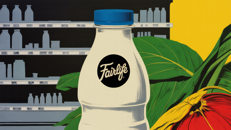 Fairlife dairy production facility with digital security threat overlay graphic