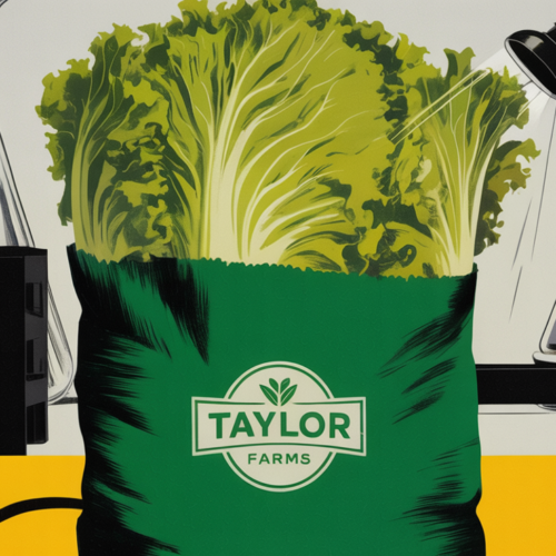 Fresh romaine lettuce heads in a commercial produce facility under inspection lighting