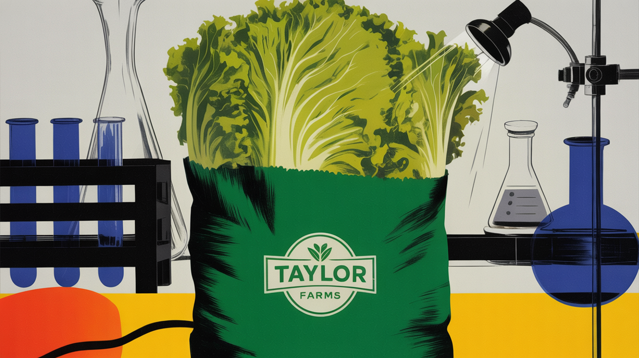 Fresh romaine lettuce heads in a commercial produce facility under inspection lighting