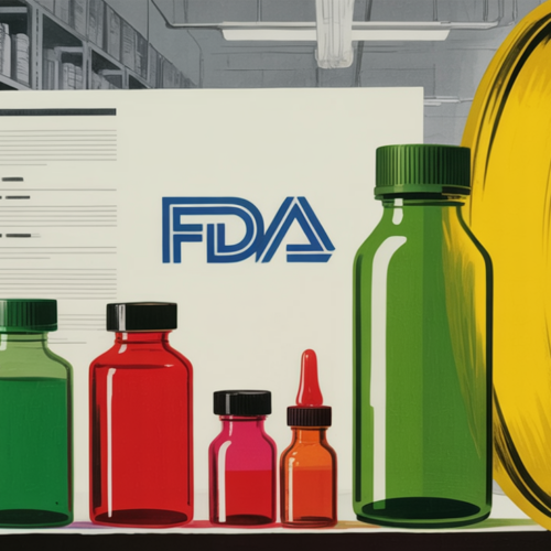 FDA regulatory documents and synthetic food dye samples on a laboratory table