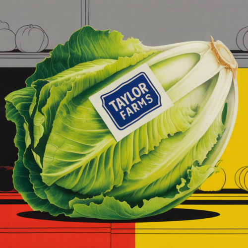 Iceberg lettuce heads on a produce supply chain conveyor belt facility