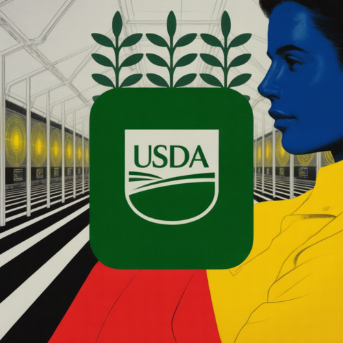 USDA researcher using AI tablet technology to analyze crop field data