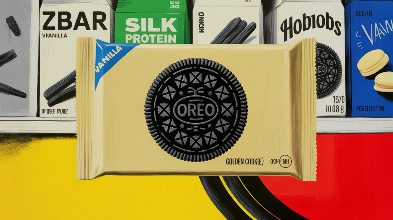 Assorted 2026 vanilla product launches including Zbar, Oreo Golden, and Silk protein packaging